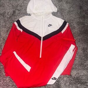 Nike Red and White Tracksuit